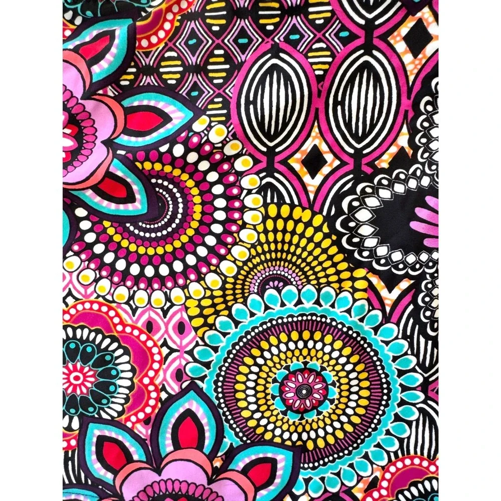 Baltex Retro Y2K Halter Tankini Top O-Ring Colorful Medallion Print Boho Size 12